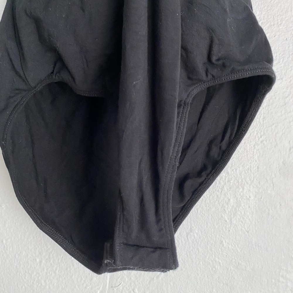 Black Strappy V-Neck Women's One-Piece bodysuit - Picture 3 of 8